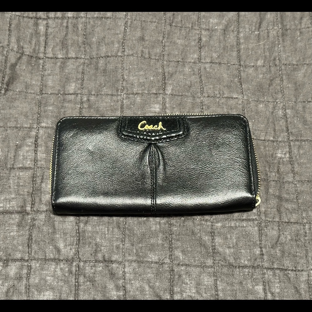 Coach Black Leather Long Wallet